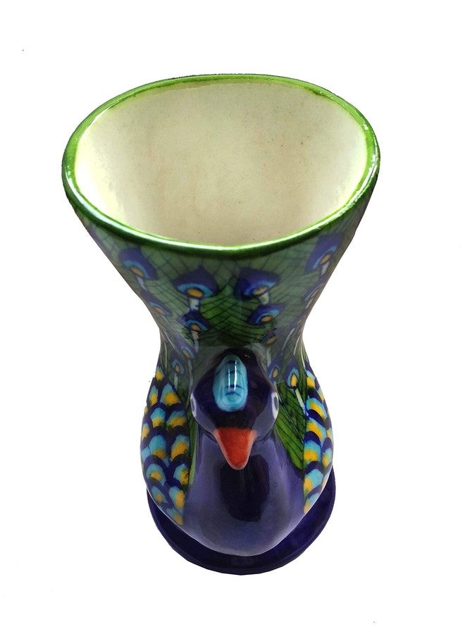 Shiv Kripa Blue Pottery Ceramic Flower Vase (7 INCH, Blue) - Image 3